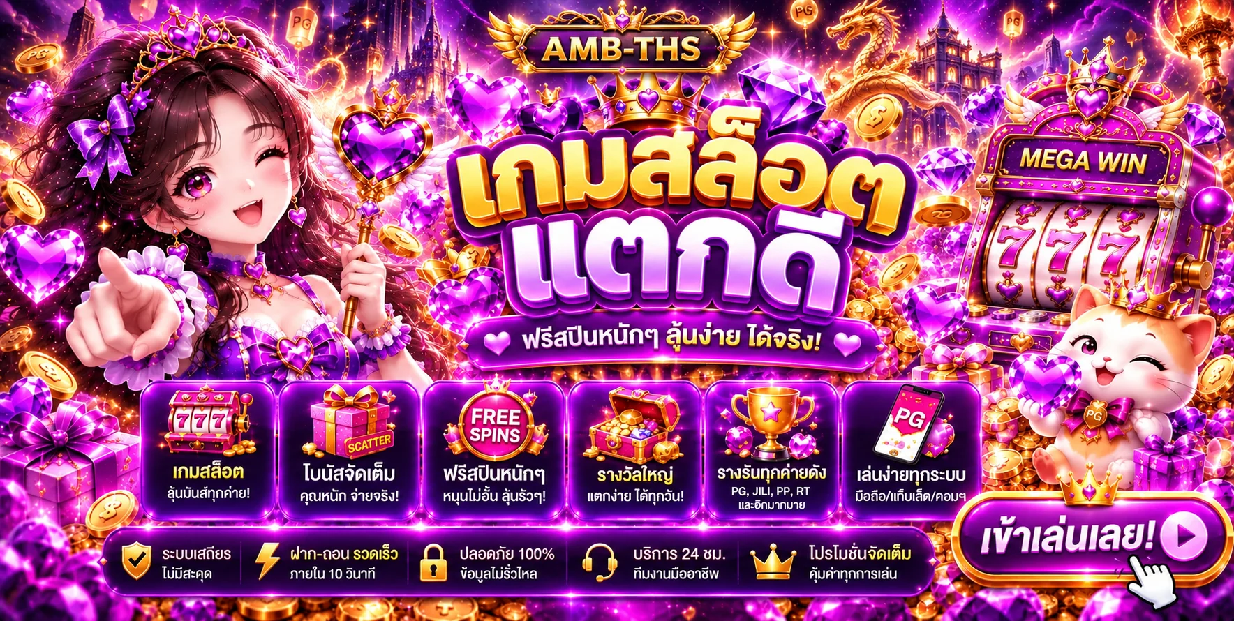 สล็อตออนไลน์ AMB-THS พร้อมตัวละครและเกมสล็อต
